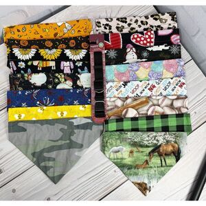Lot of 16 Homemade Bandanna Dog Collar Covers & Collar NEW